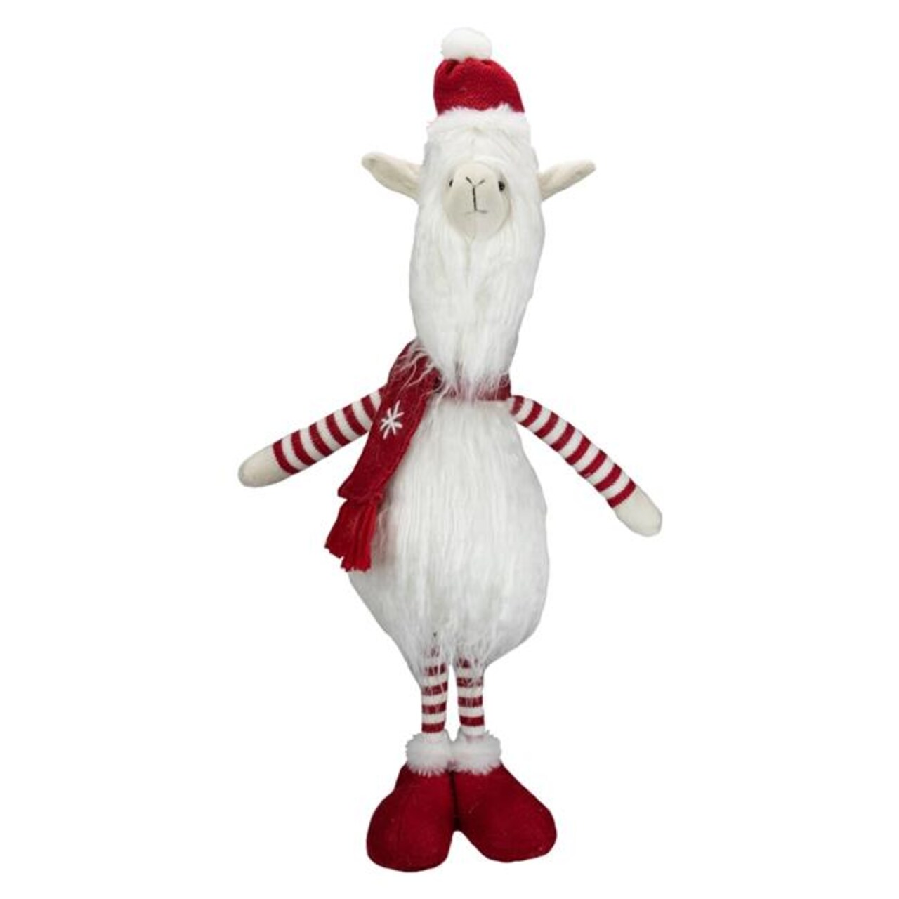 NorthLight 34314242 26 in. Standing Llama Table Top Christmas Decoration, Plush Red &#x26; White